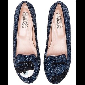 Chiara Ferragni glitter blue flirty flats shoes